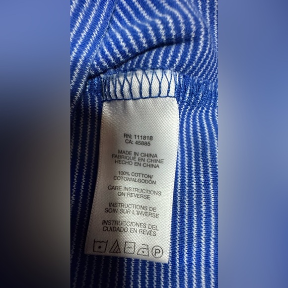 Michael Kors Men's Striped Blue Polo Shirt - Picture 6 of 7